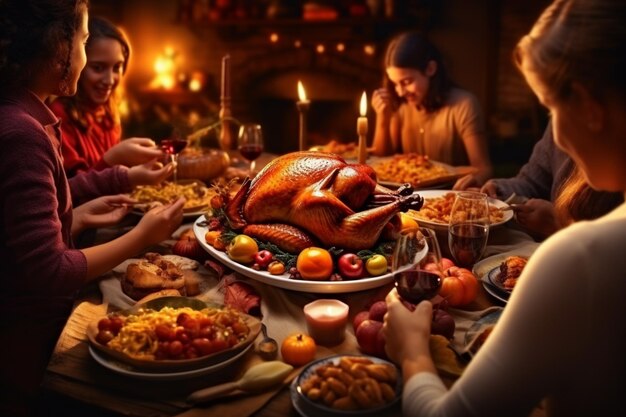 Photo les familles de tout le pays se réunissent pour fêter thanksgiving.