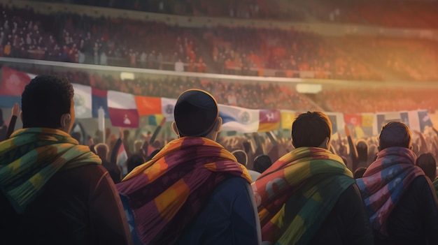 Un fan dans un stade avec une bannière