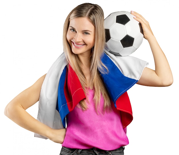 Fan de football russe isolé sur blanc