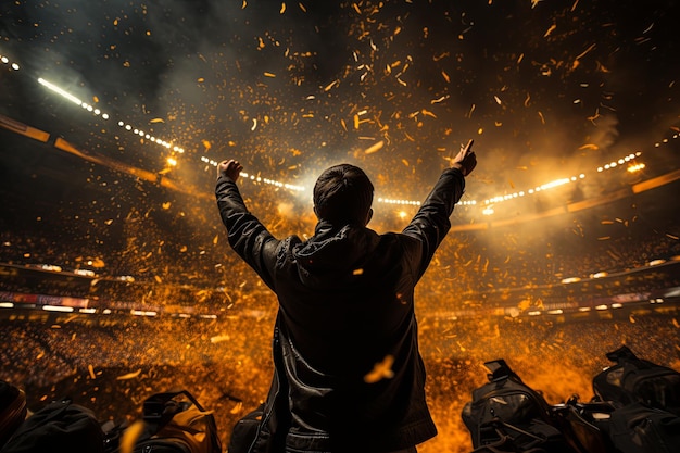 Les fans célèbrent au stade le club de football Borussia Dortmund remportant la coupe des champions de la Ligue des champions.