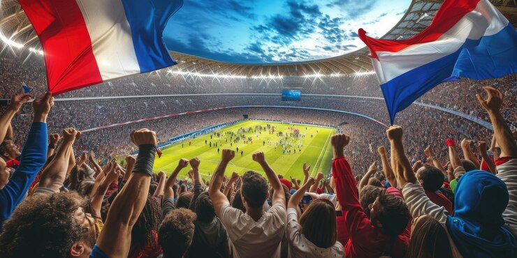 Photo les fans font des gestes excités lors d'un match de football passionnant dans le stade.