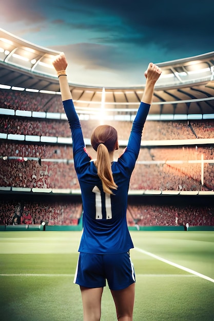 Fans de football féminins dans le stade célébrant la victoire après un championnat de football