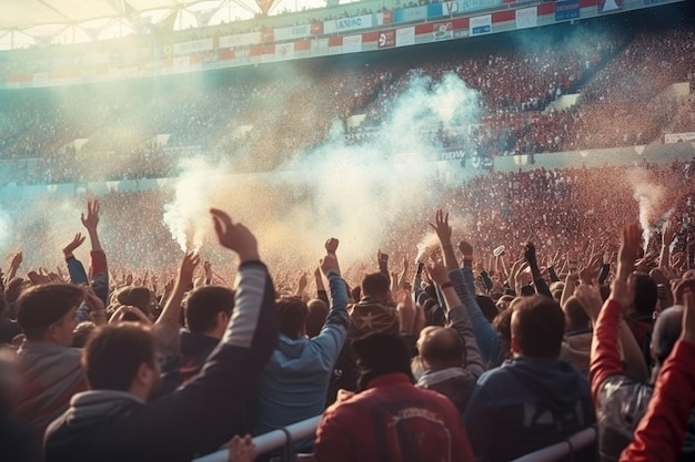 Fans de football pendant le match réalisé avec la technologie Generative AI