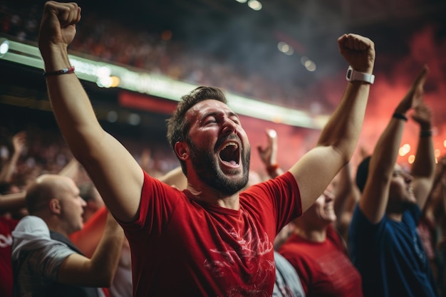 Les fans de sport applaudissent et célèbrent un tournoi gagnant dans le stade.