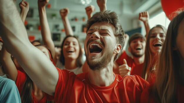 Les fans de sport célèbrent le but dans un match de football à domicile Regarder l'IA générative