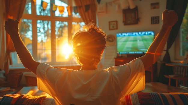 Les fans de sport célèbrent le but dans un match de football à domicile Regarder l'IA générative