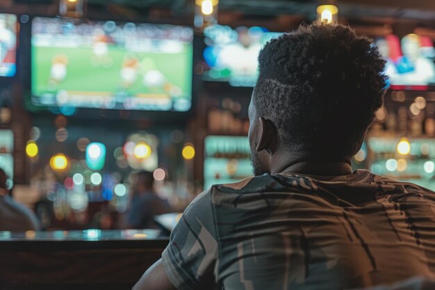 Les fans de sport regardent un match de football au bar