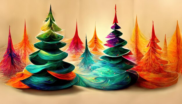 Photo fantaisie abstraite fond d'arbre de noël festif en-tête fond d'écran fond illustration 3d