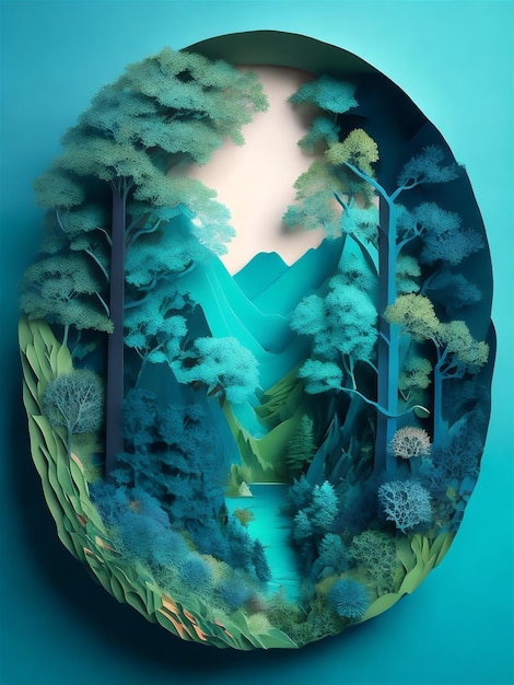 Fantastique beau paysage avec portail magique dans la forêt mystique de conte de fées porte de fée de style dessin animé