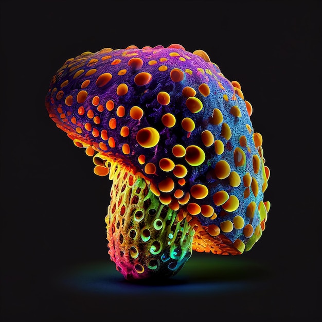 Fantastique Champignon Rougeoyant Néon Morel Magique Champignon Psychédélique Generative AI Illustration