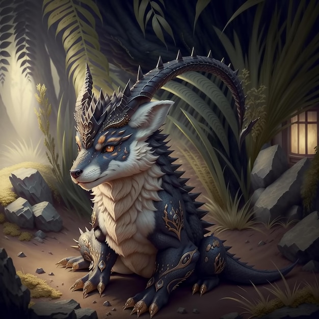 Fantastique hybride renard et dragon Generative AI