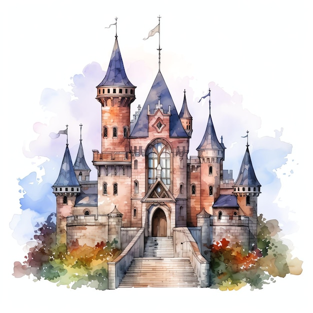 Fantasy d'aquarelle médiévale du château