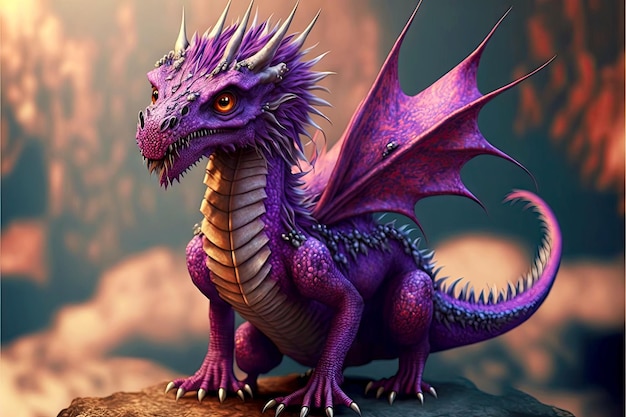 Fantasy belle créature mignon petit dragon avec de longues griffes générative ai