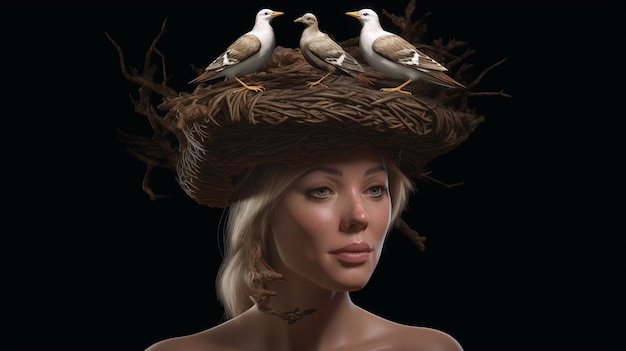 Fantasy Bird Queen Rendu de portrait 3D très détaillé avec une qualité photoréaliste 8K