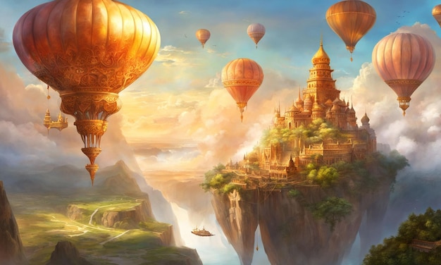 Fantasy de la civilisation flottante dans le ciel