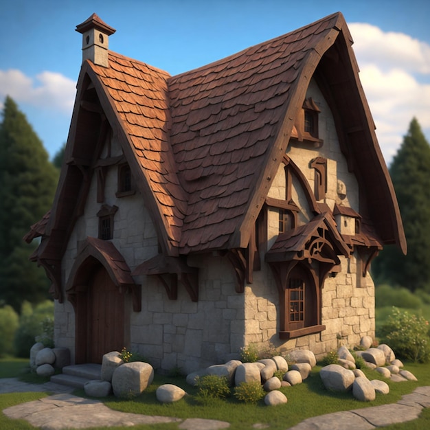 Photo fantasy house modèle 3d pour les jeux ai