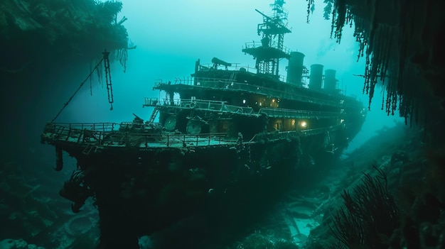 Fantasy sous-marine paysage marin futuriste d'une ville perdue