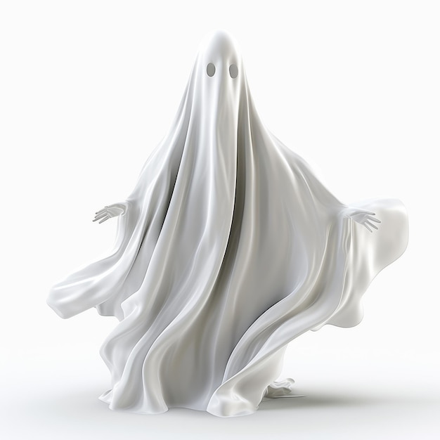 Fantôme en 3D sur fond blanc Figuratisme fluide comique sombre