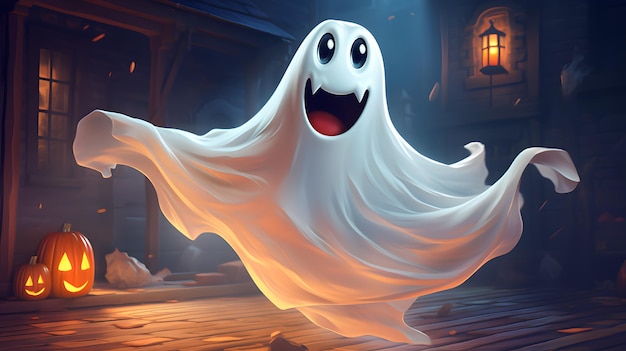 Un fantôme de dessin animé d'Halloween