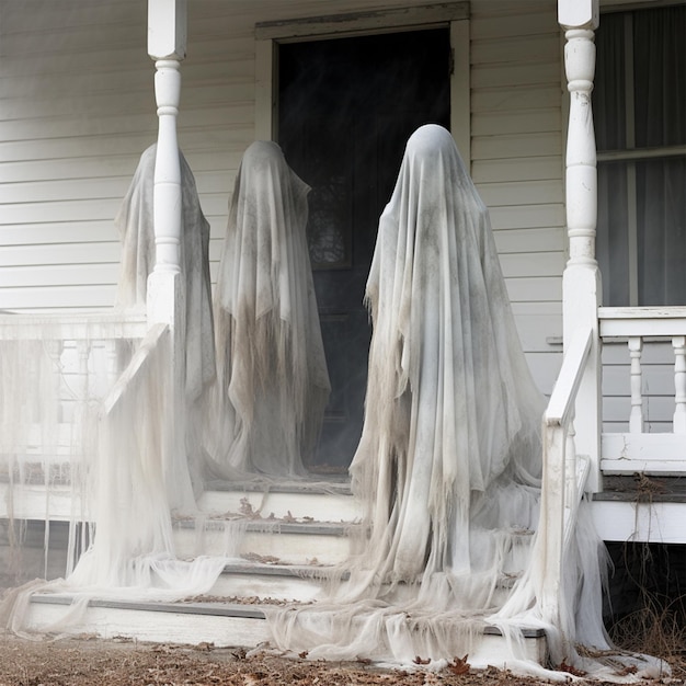 Photo fantôme devant une vieille maison