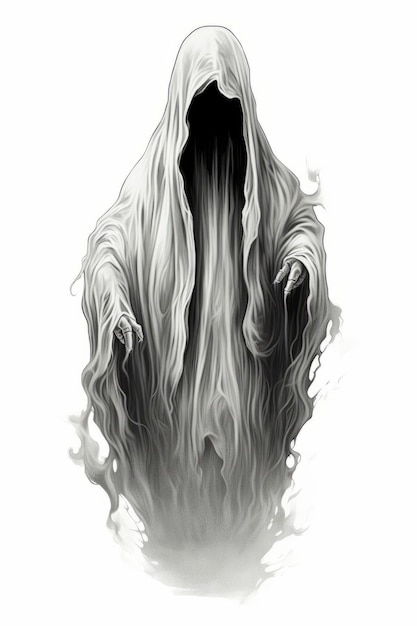 Fantôme effrayant isolé sur fond blanc