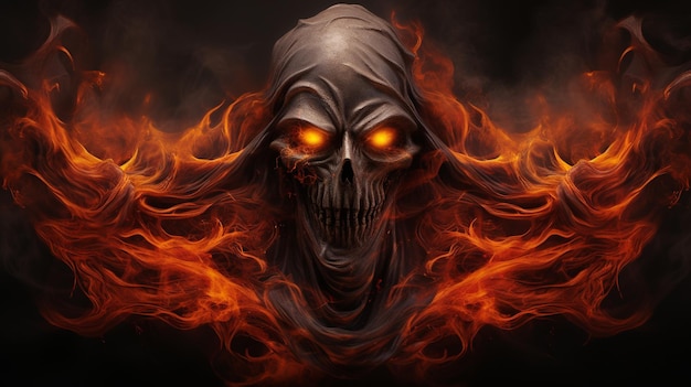 Un fantôme en flammes Avatar brûlant un fond effrayant de fantôme d'Halloween effrayant