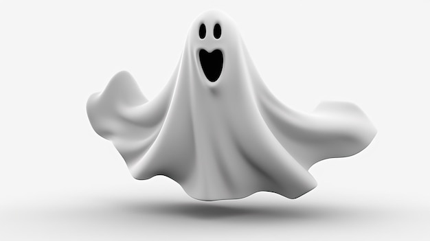 Photo fantôme d'halloween sur fond blanc 3d rendu fantôme blanc effrayant fantôme d'halloween