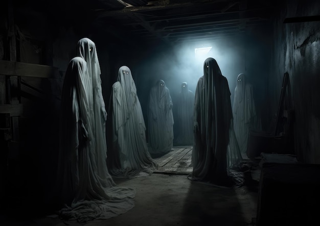 Des fantômes effrayants se cachent dans une cave hantée