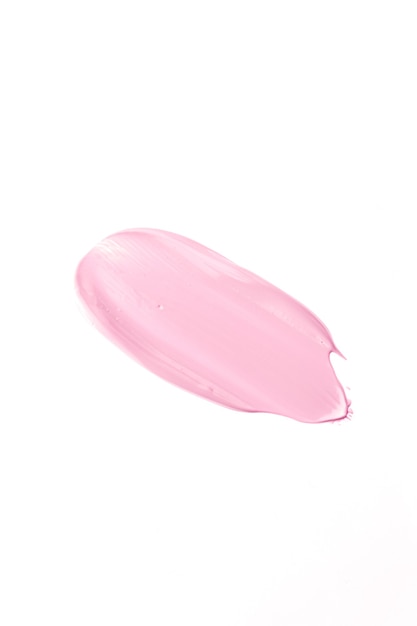 Fard à joues rose beauté cosmétique texture isolée sur fond blanc maculé maquillage émulsion crème frottis ...