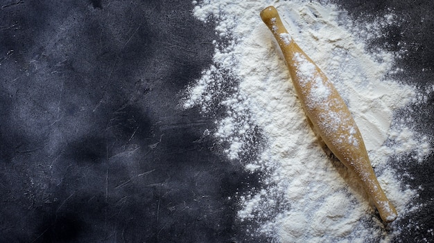 Farine de cuisson et rouleau à pâtisserie en bois