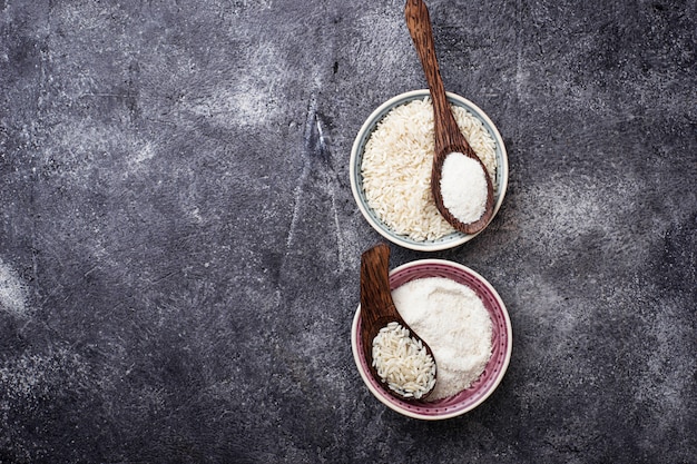 Farine de riz sans gluten. Mise au point sélective