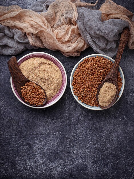 Farine de sarrasin sans gluten. Mise au point sélective