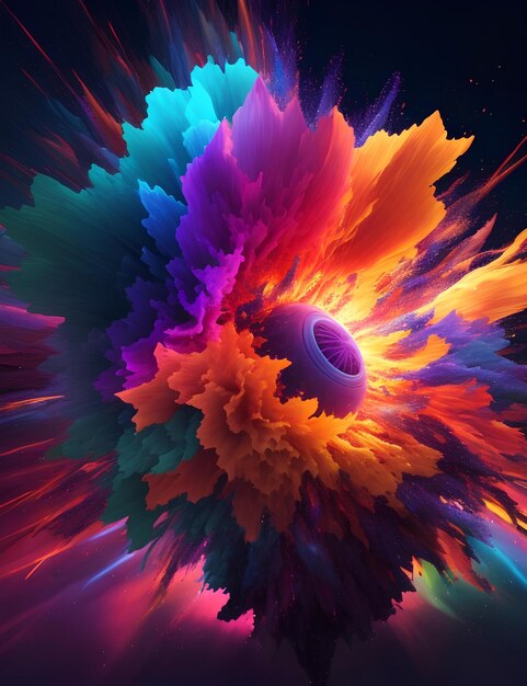 Une fascinante explosion tridimensionnelle de couleurs et de lumière génératrice