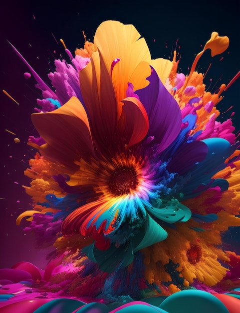 Une fascinante explosion tridimensionnelle de couleurs et de lumière génératrice