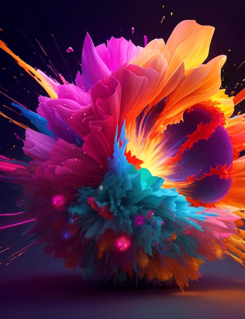 Une fascinante explosion tridimensionnelle de couleurs et de lumière génératrice