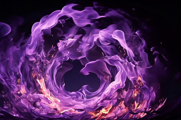 Les fascinantes flammes violettes dansaient gracieusement sur le fond noir.