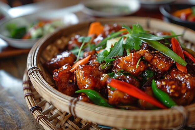 Photo fast food chinois avec des légumes