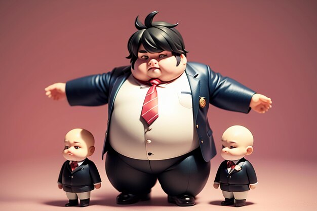 Fat Boy Cartoon Character Styling Anime Style Fat Wallpaper Background Model Character Rendering