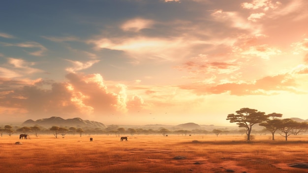 Photo la faune africaine et le paysage de la savane