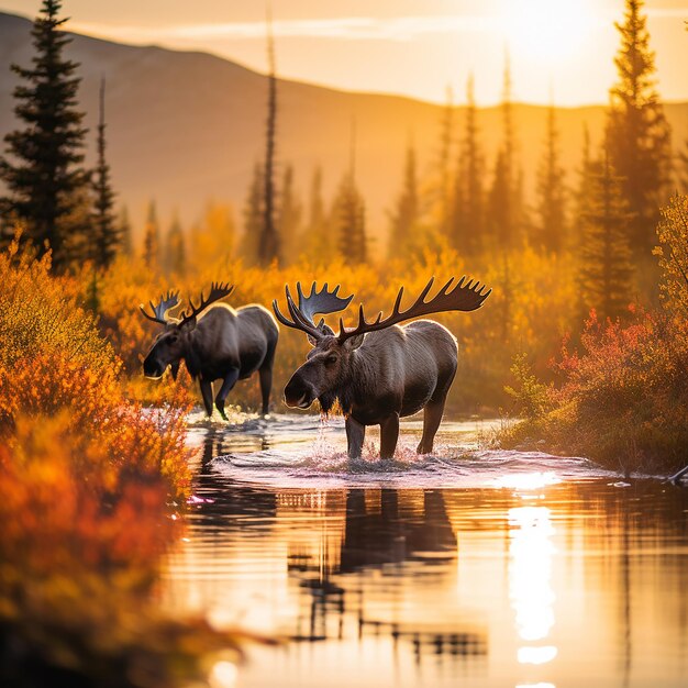 La faune dans le territoire du Yukon à l'automne