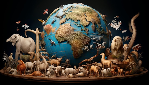 Photo la faune du monde les animaux qui entourent le globe