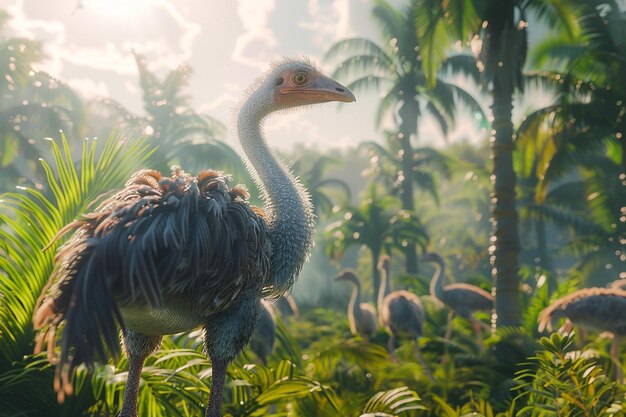 Faune exotique errant librement dans leur habitat