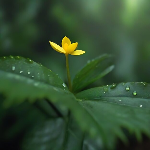 Faune naturelle avec une petite fleur à pétales jaunes naturels