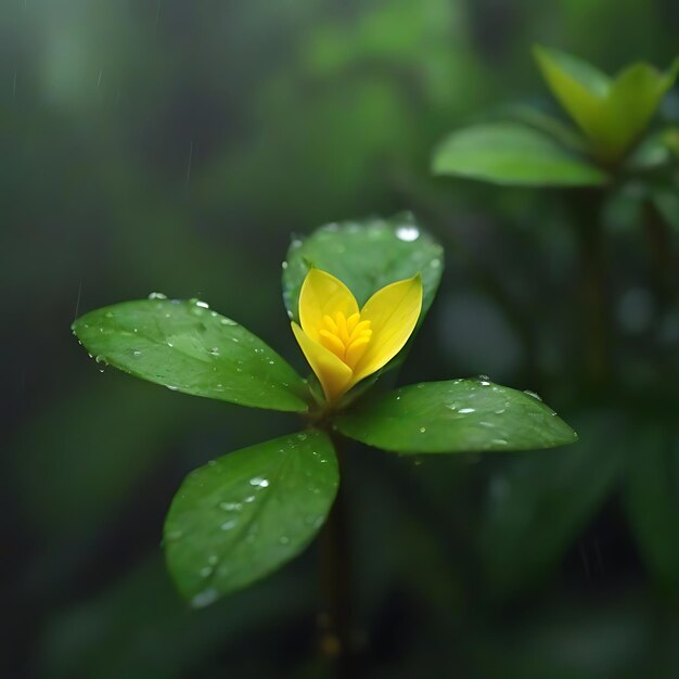 Faune naturelle avec une petite fleur à pétales jaunes naturels