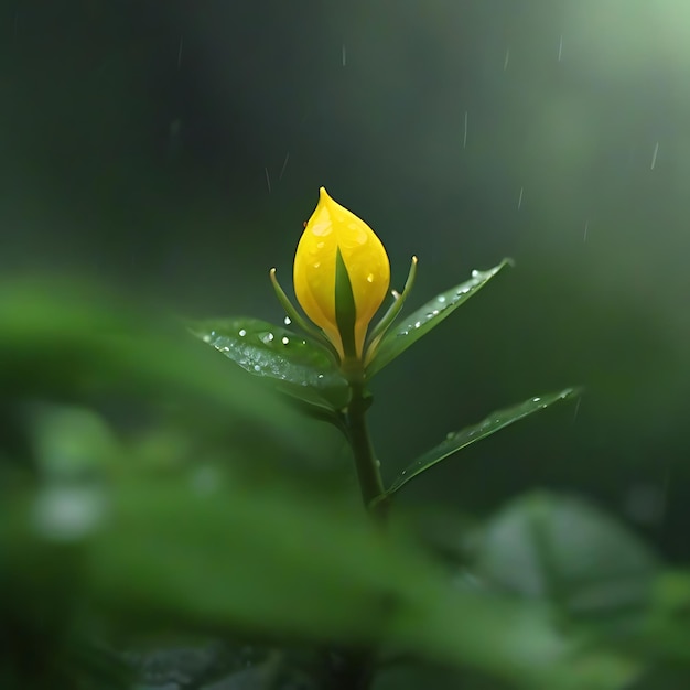 Faune naturelle avec une petite fleur à pétales jaunes naturels