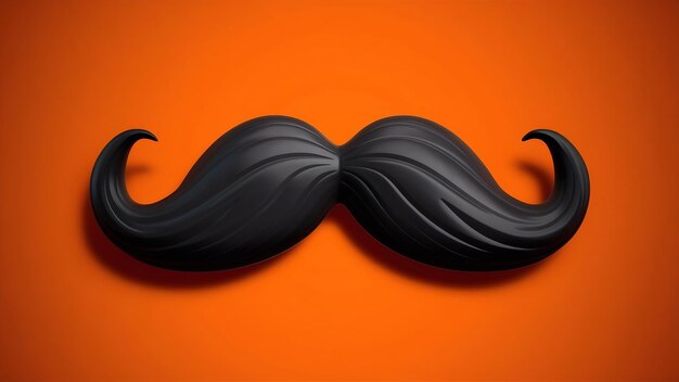 Photo fausse moustache noire sur fond orange rendu 3d