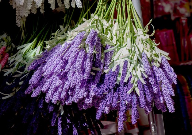 Fausses fleurs artificielles en vue