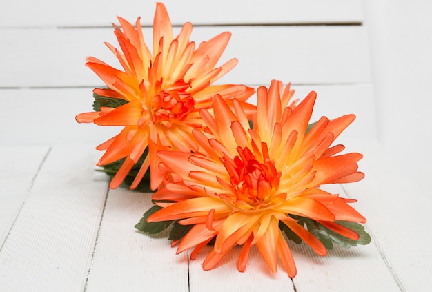 Fausses fleurs orange isolés sur fond blanc.