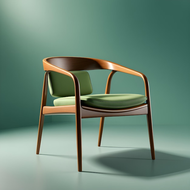 fauteuil en bois sur fond vert