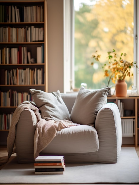 Photo un fauteuil confortable sur un parquet